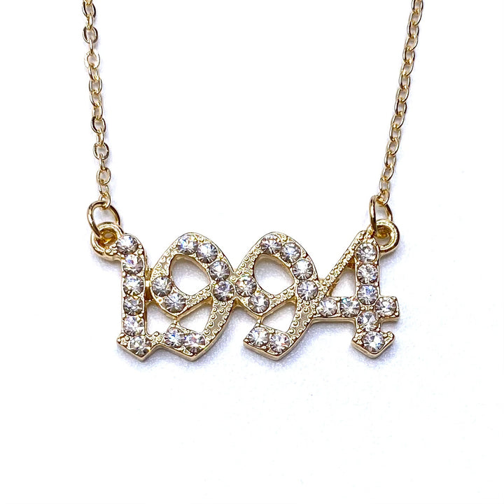 Necklace Metal Year Rhinestone Gold