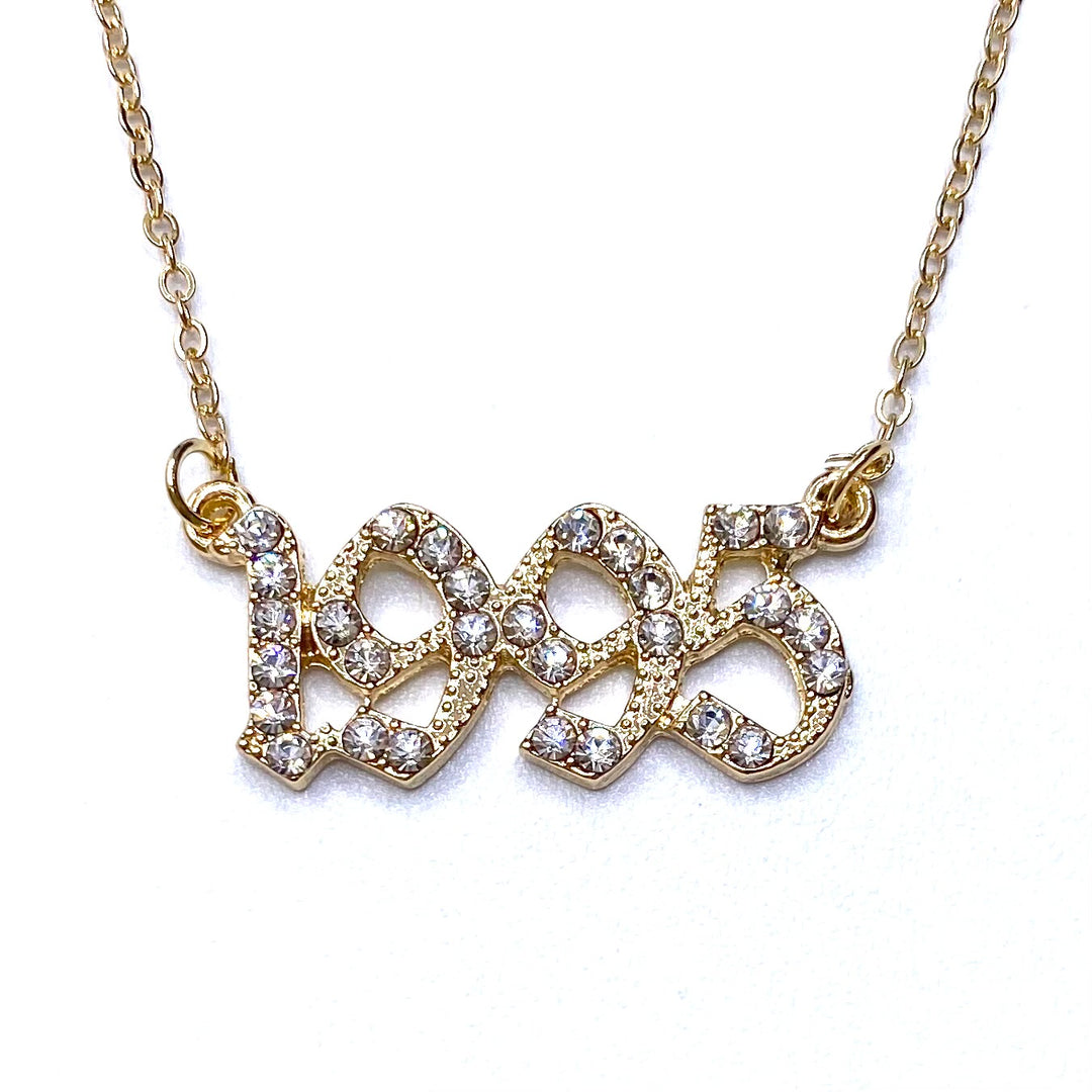 Necklace Metal Year Rhinestone Gold