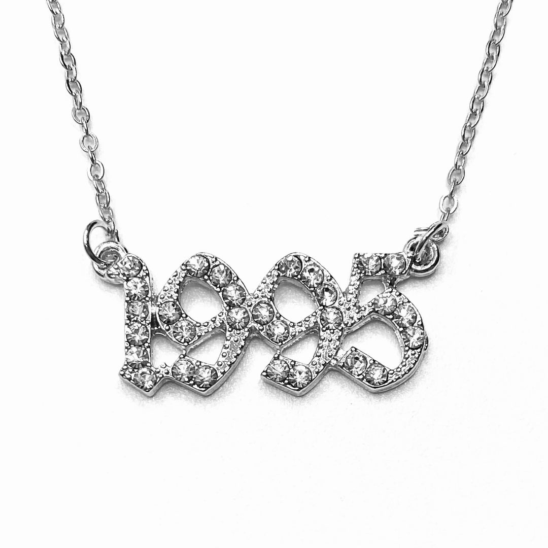 Necklace Metal Year Rhinestone Silver