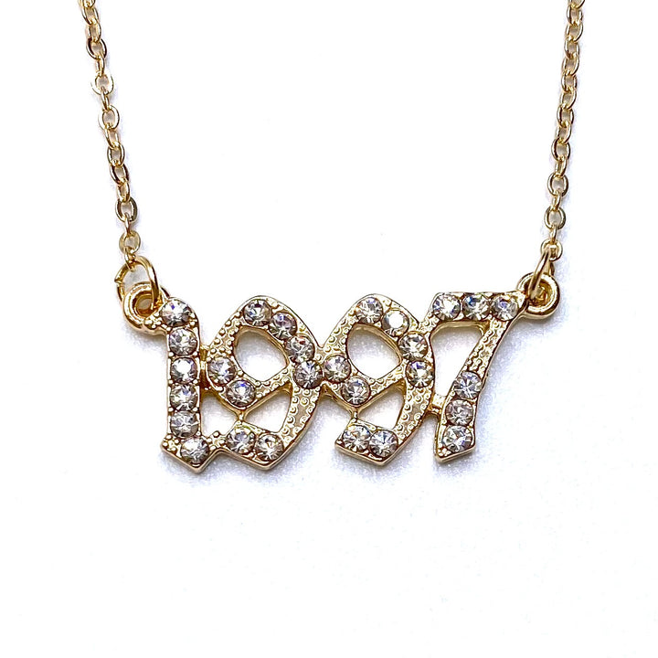 Necklace Metal Year Rhinestone Gold