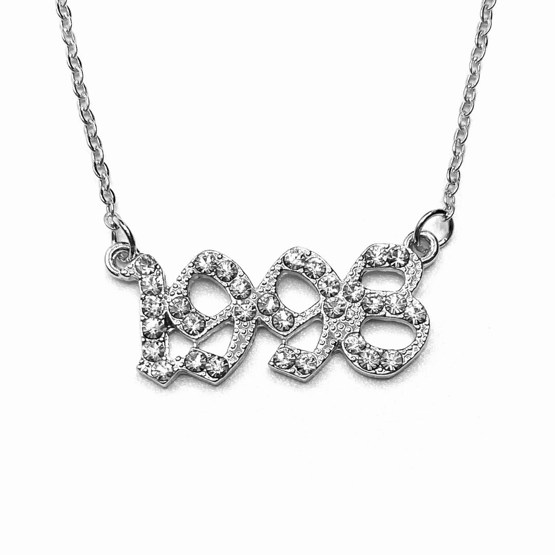 Necklace Metal Year Rhinestone Silver