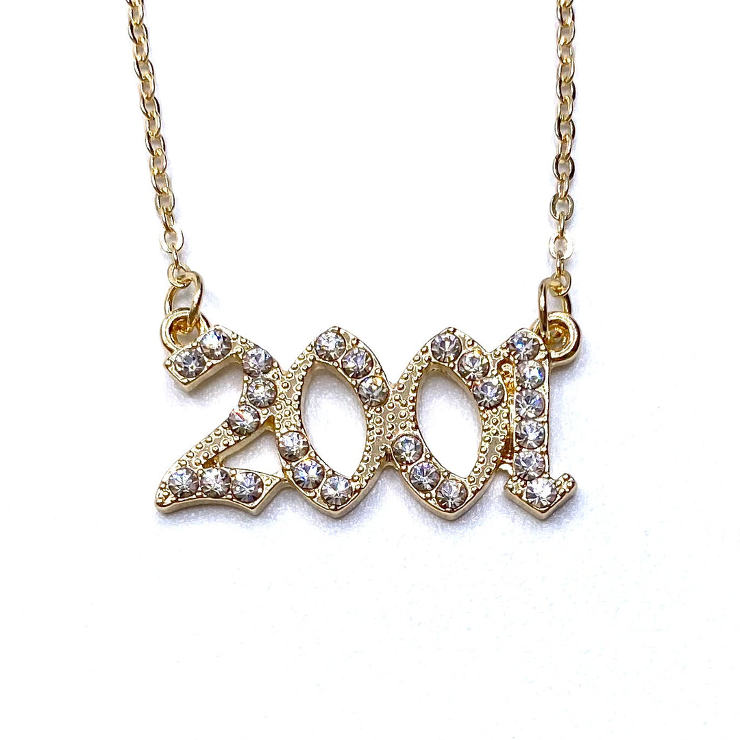 Necklace Metal Year Rhinestone Gold