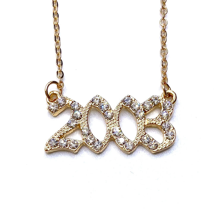 Necklace Metal Year Rhinestone Gold