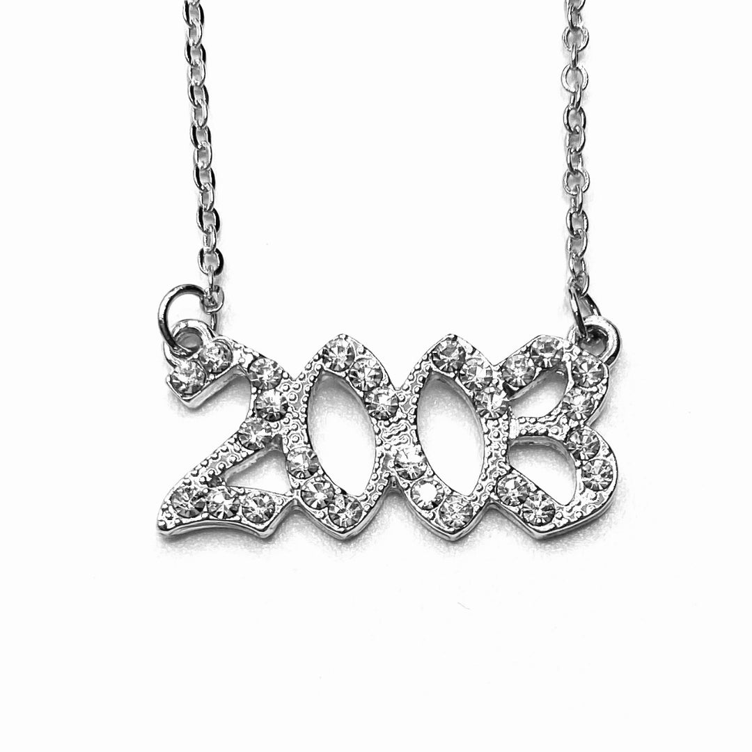 Necklace Metal Year Rhinestone Silver