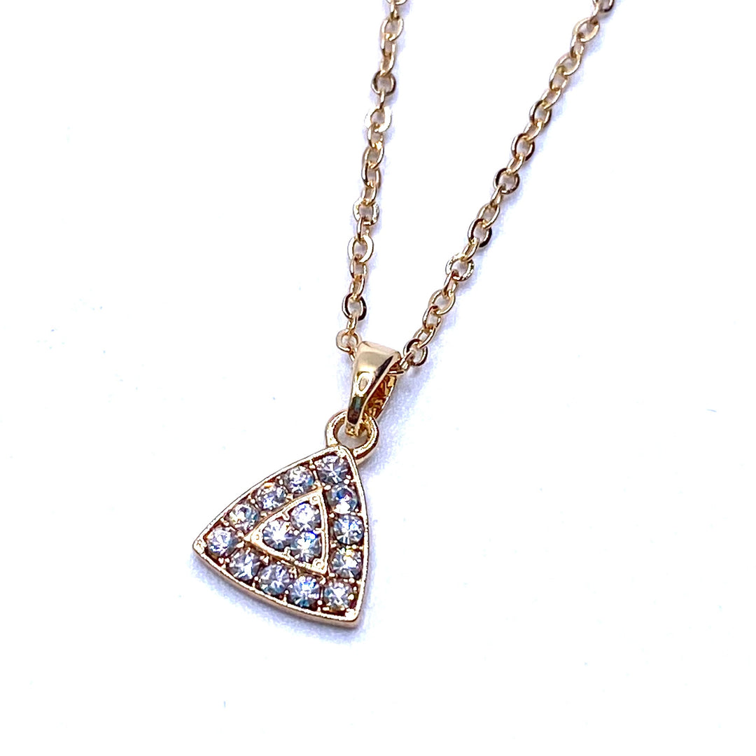 Necklace Charm Rhinestone Triangle Gold Clear