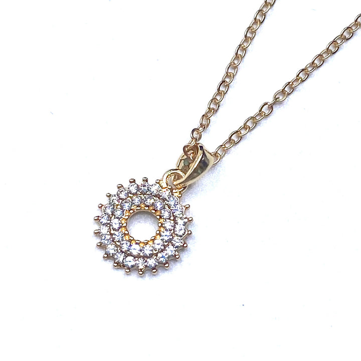 Necklace Charm Rhinestone Circle Gold Clear