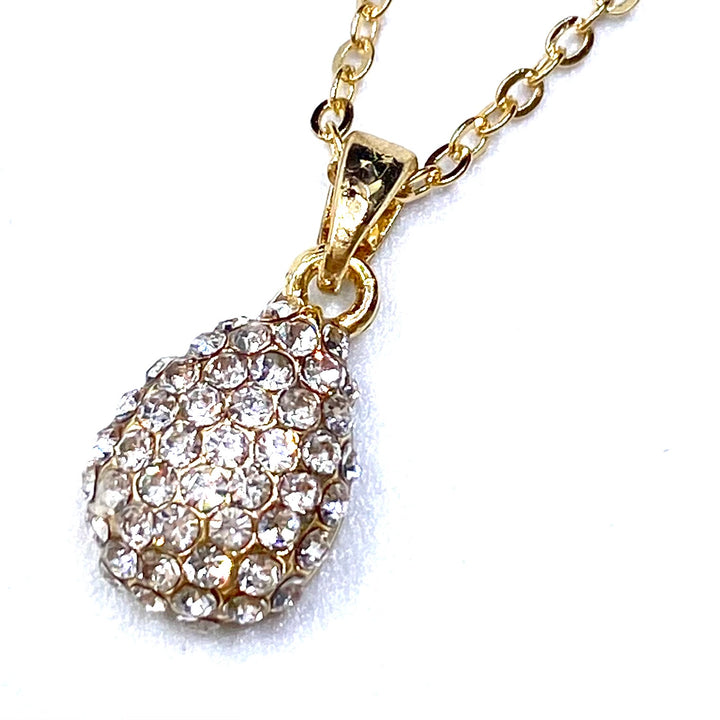 Necklace Charm Rhinestone Tear Gold Clear