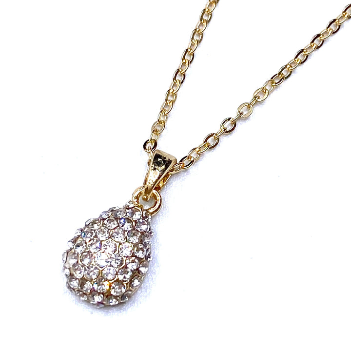 Necklace Charm Rhinestone Tear Gold Clear