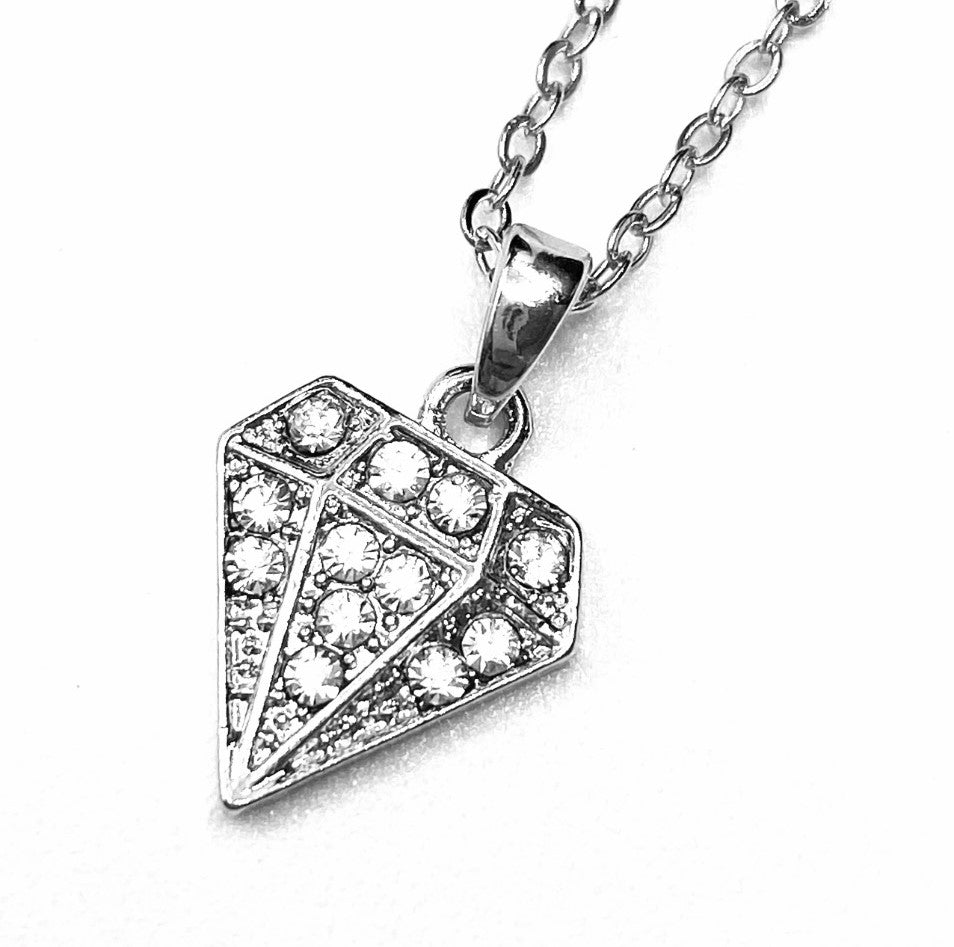 Necklace Charm Rhinestone Diamond Silver Clear