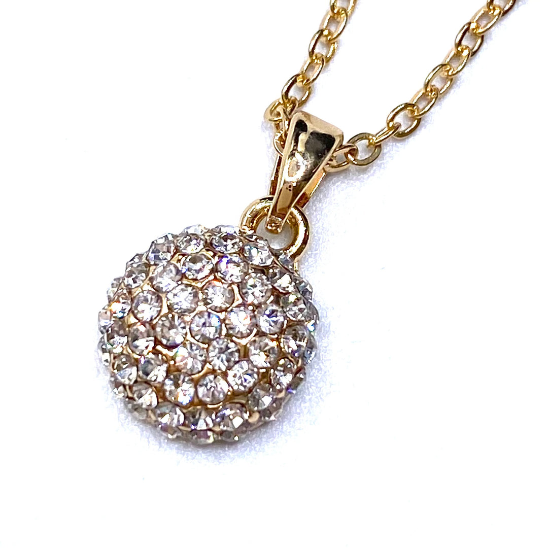 Necklace Charm Rhinestone Circle Gold Clear