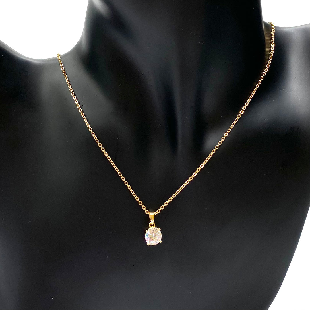 Necklace Charm Cubic Zirconia Circle Gold