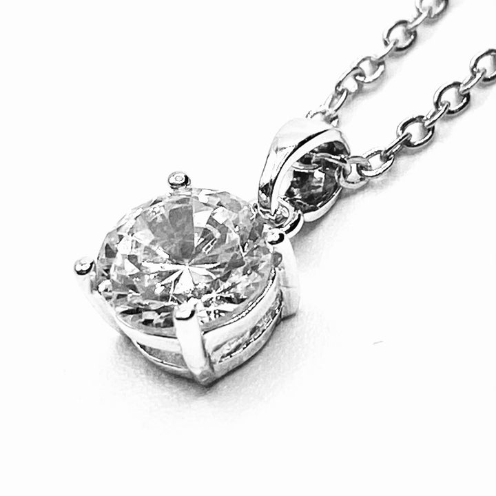 Necklace Charm Cubic Zirconia Circle Silver