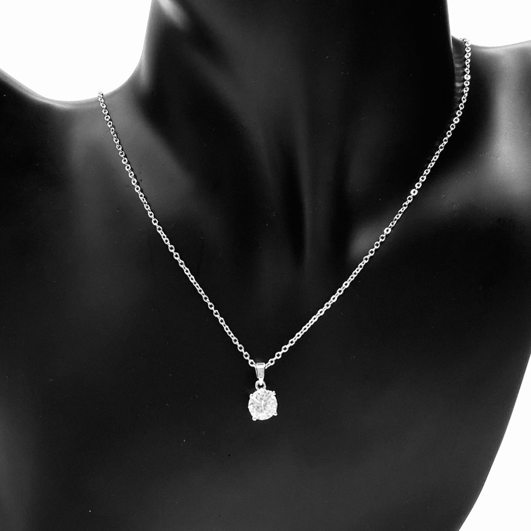 Necklace Charm Cubic Zirconia Circle Silver