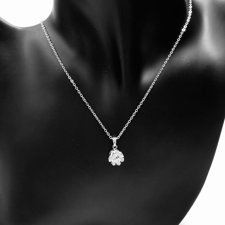 Necklace Charm Cubic Zirconia Circle Silver