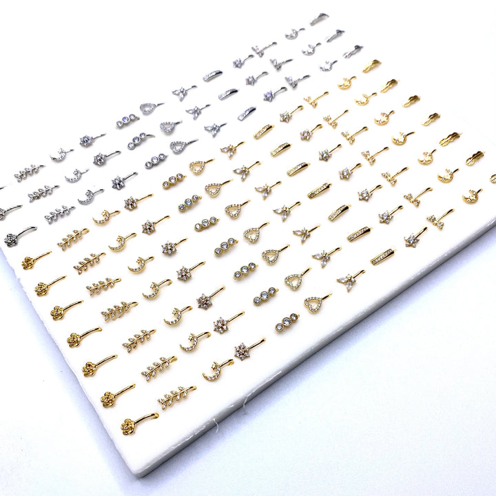 Nose Cuff Clip 120 pc Assortment Display Gold Silver