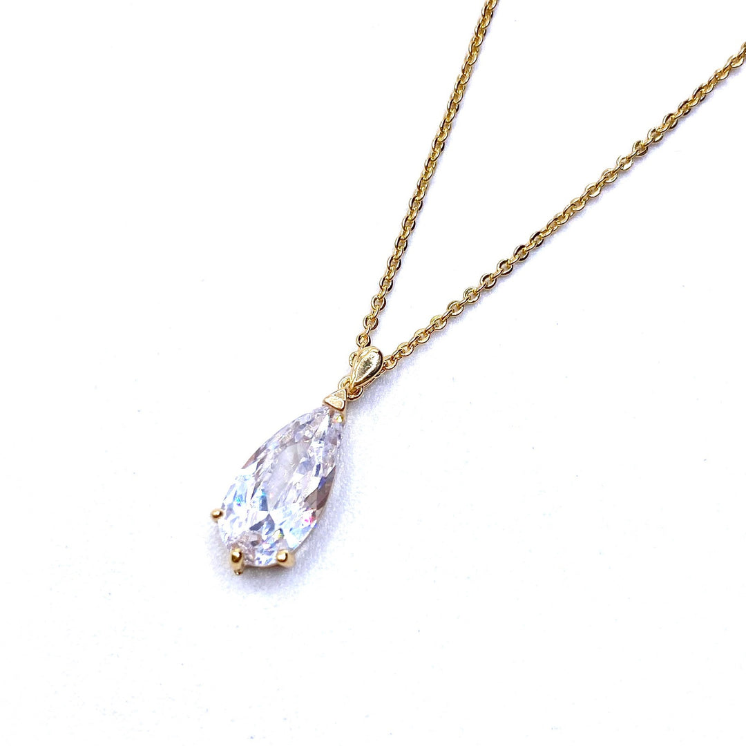 Necklace Charm Cubic Zirconia Tear Gold