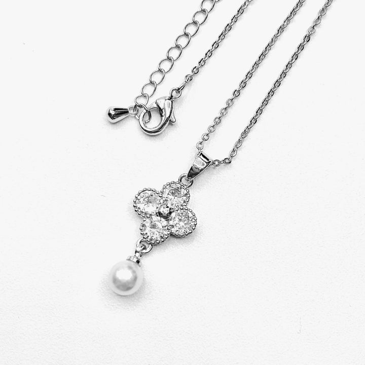 Necklace Charm Cubic Zirconia Pearl Silver