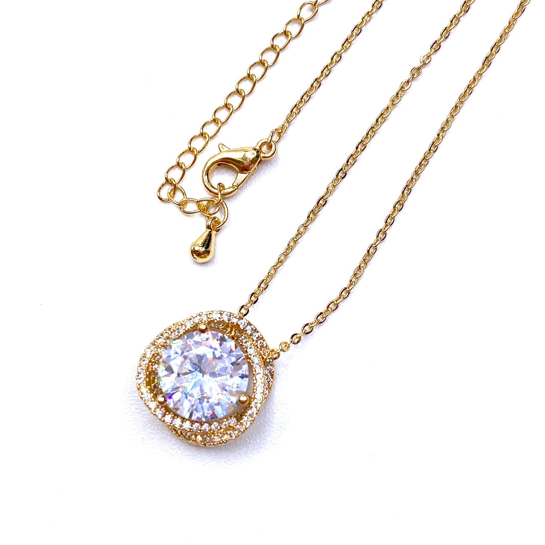 Necklace Charm Cubic Zirconia Gold