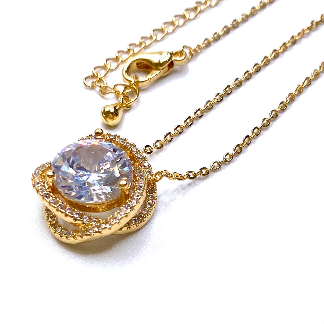 Necklace Charm Cubic Zirconia Gold