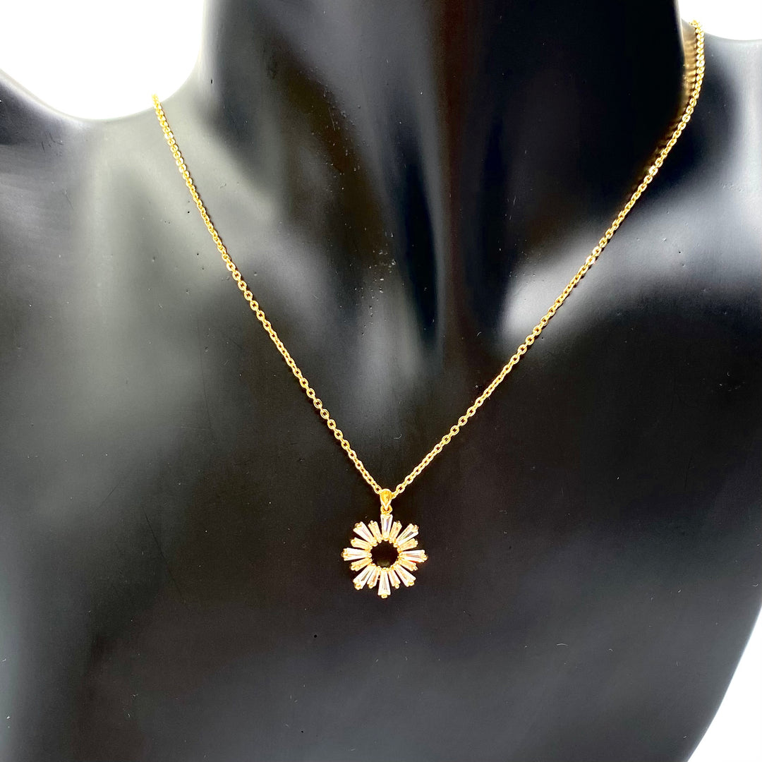 Necklace Charm Cubic Zirconia Circle Gold