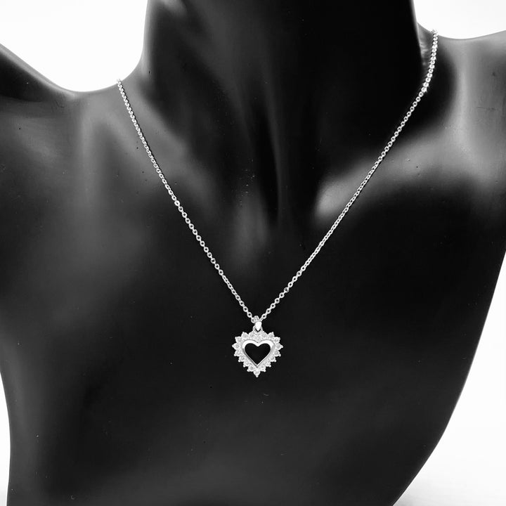 Necklace Charm Cubic Zirconia Heart Silver