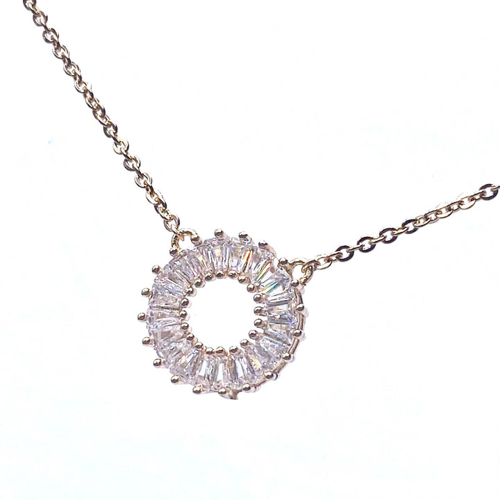 Necklace Charm Cubic Zirconia Circle Gold