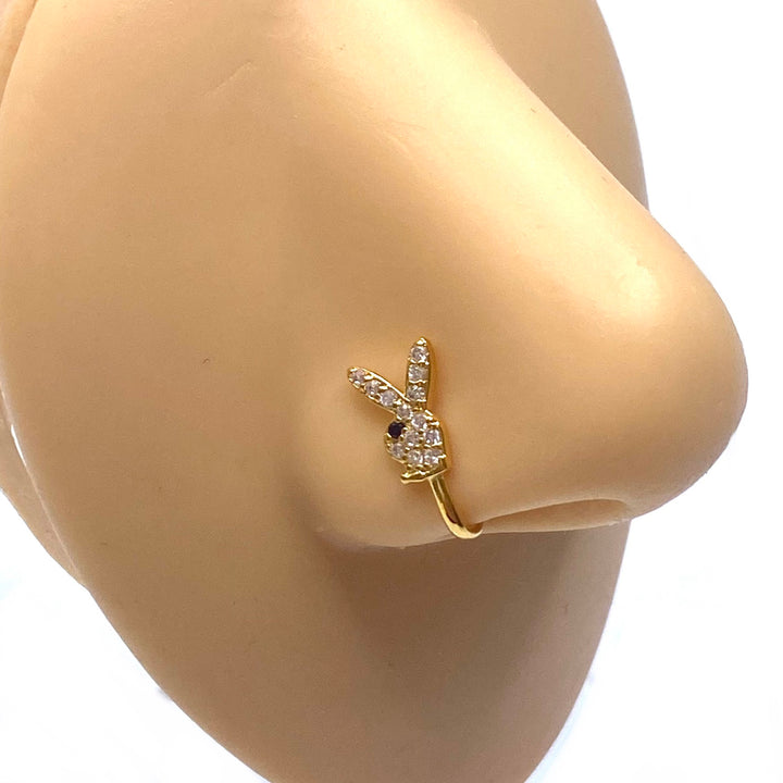 Dozen Nose Cuff Clip Rhinestone Gold Bunny