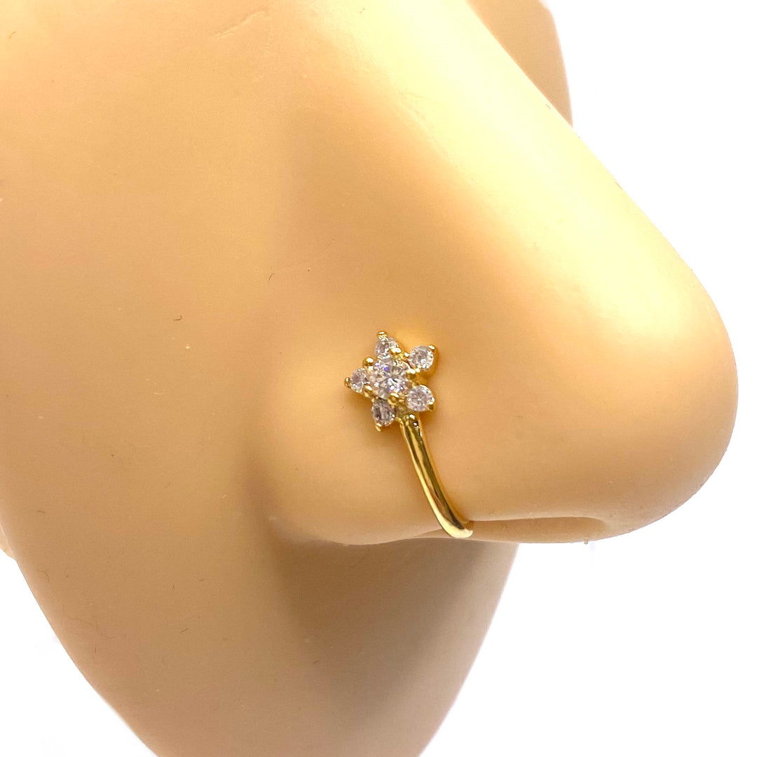 Dozen Nose Cuff Clip Rhinestone Gold Flower