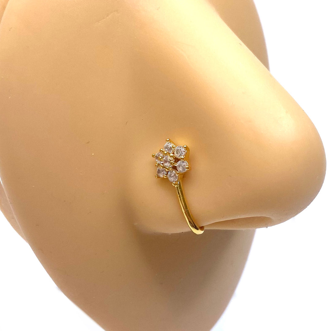 Dozen Nose Cuff Clip Rhinestone Gold Flower