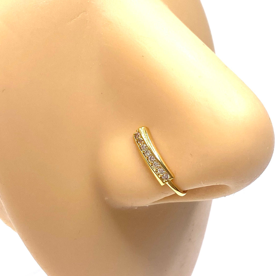 Dozen Nose Cuff Clip Rhinestone Gold Line