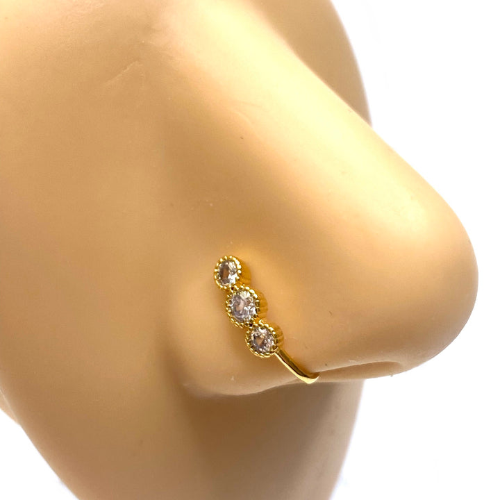 Dozen Nose Cuff Clip Rhinestone Gold Circles