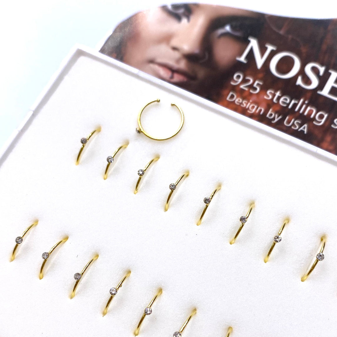 Nose Piercing Hoop 36 piece 10mm Sterling Silver Display