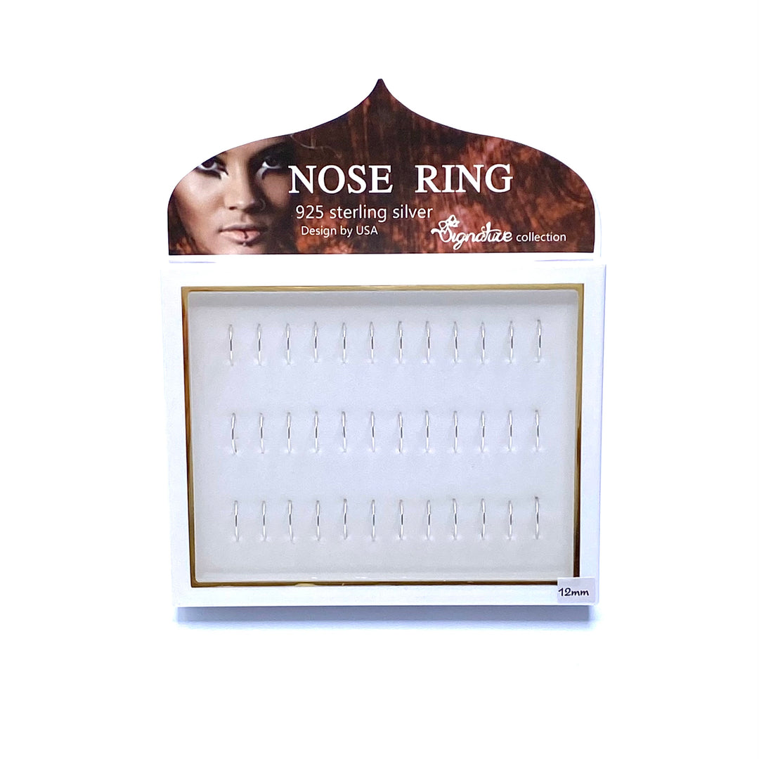 Nose Piercing Hoop 36 piece 12mm Sterling Silver Display