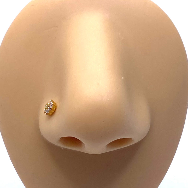 Dozen Nose Stud Piercing Pin Rhinestone Gold with TIP