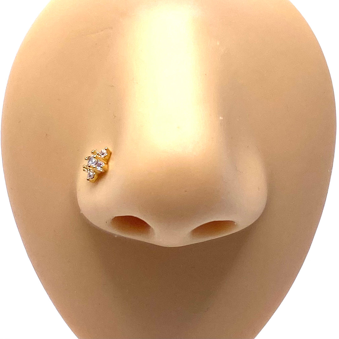 Dozen Nose Stud Piercing Pin Rhinestone Gold with TIP