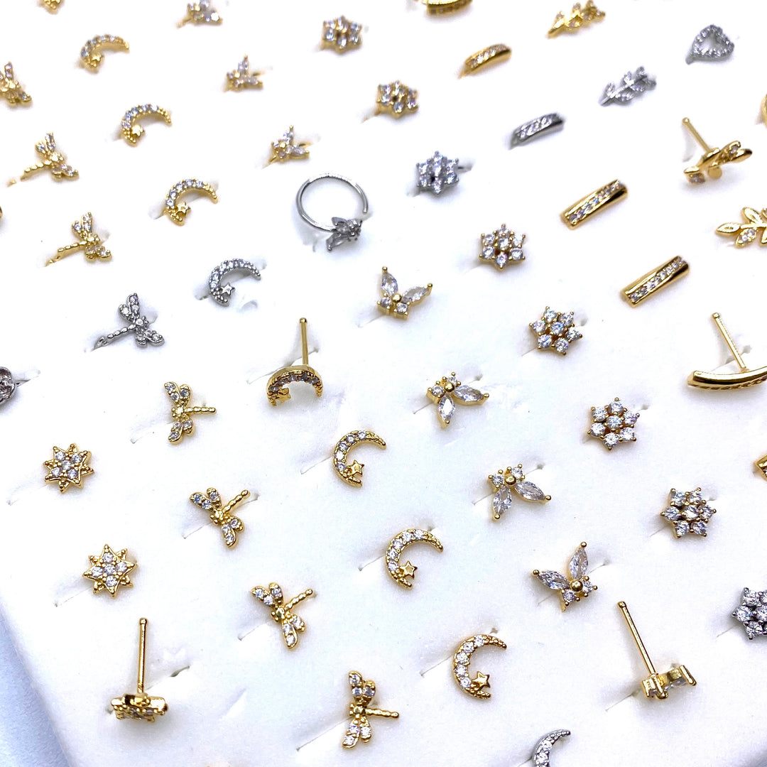 Nose Piercing 120 pc Assortment Display Gold Silver