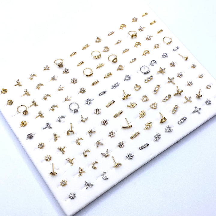 Nose Piercing 120 pc Assortment Display Gold Silver