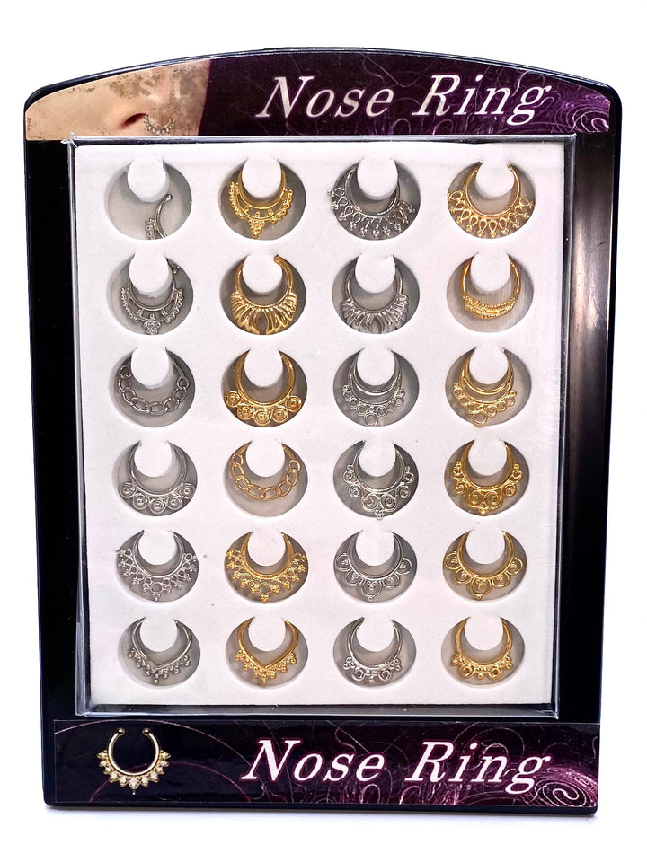 Nose Septum Fake Bull Ring Gold Silver 24 pc Display