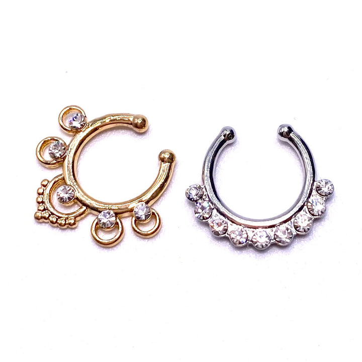 Nose Septum Fake Bull Ring Gold Silver 24 pc Display