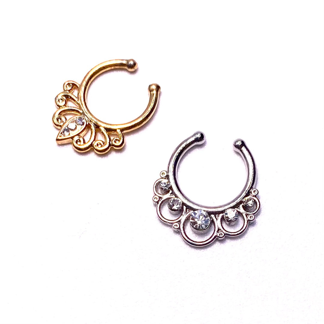 Nose Septum Fake Bull Ring Gold Silver 24 pc Display