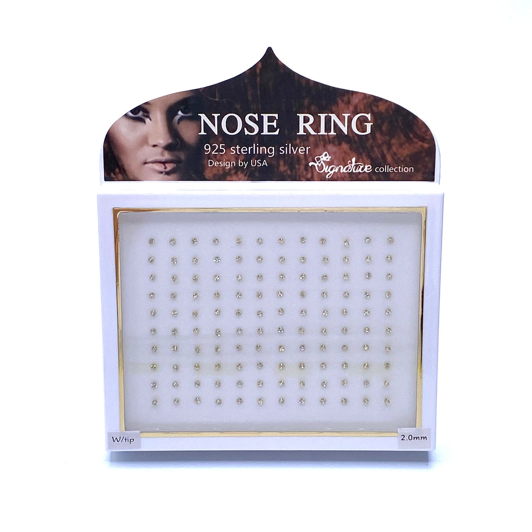 Nose Piercing 2.0 mm Rhinestone Stud 120 piece Display