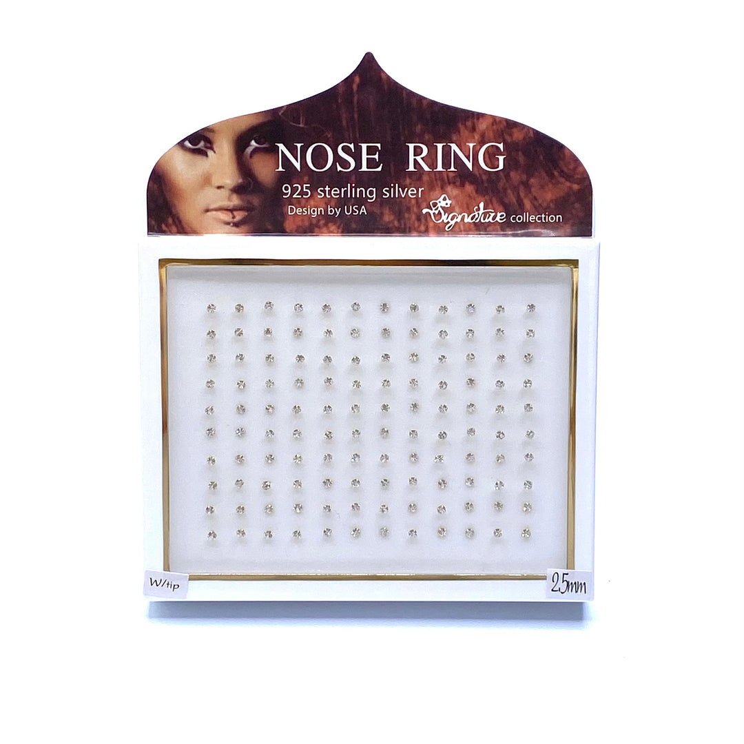 Nose Piercing Rhinestone Stud 120 piece Display 2.5mm