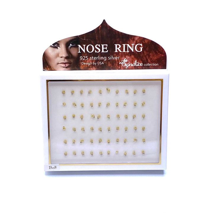 Nose Piercing Stud 60 piece Rhinestone Sterling Silver Display