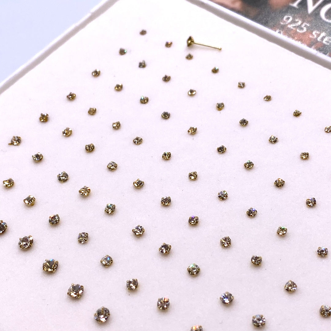 Nose Piercing Rhinestone Stud 96 piece Display Mix Size