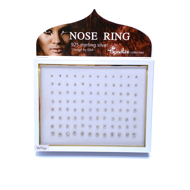 Nose Piercing Rhinestone Stud 96 piece Display Mix Size