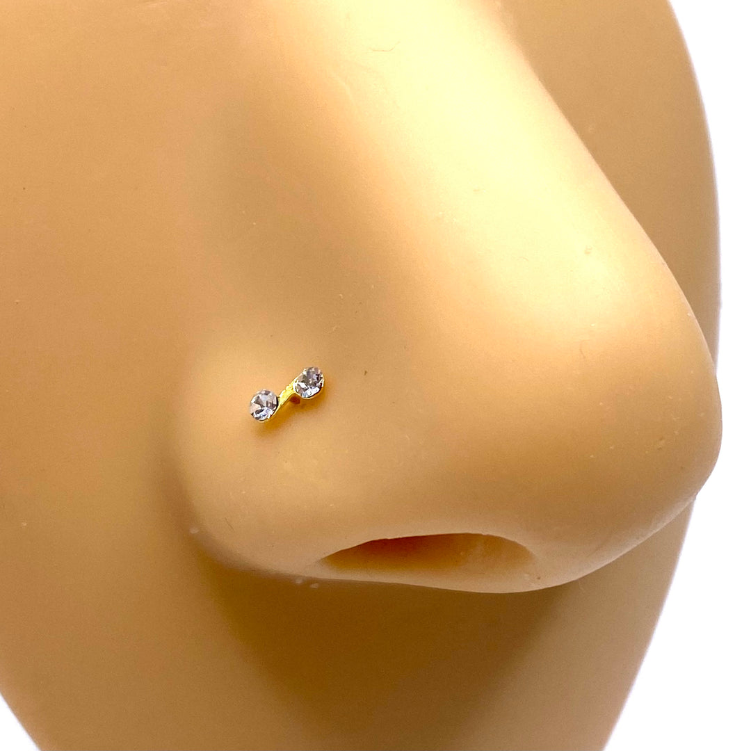 Nose Piercing Double Rhinestone Stud 72 piece Display