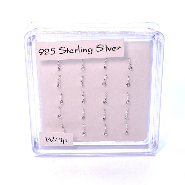 Nose Piercing Rhinestone Dangle Stud 24pc Display