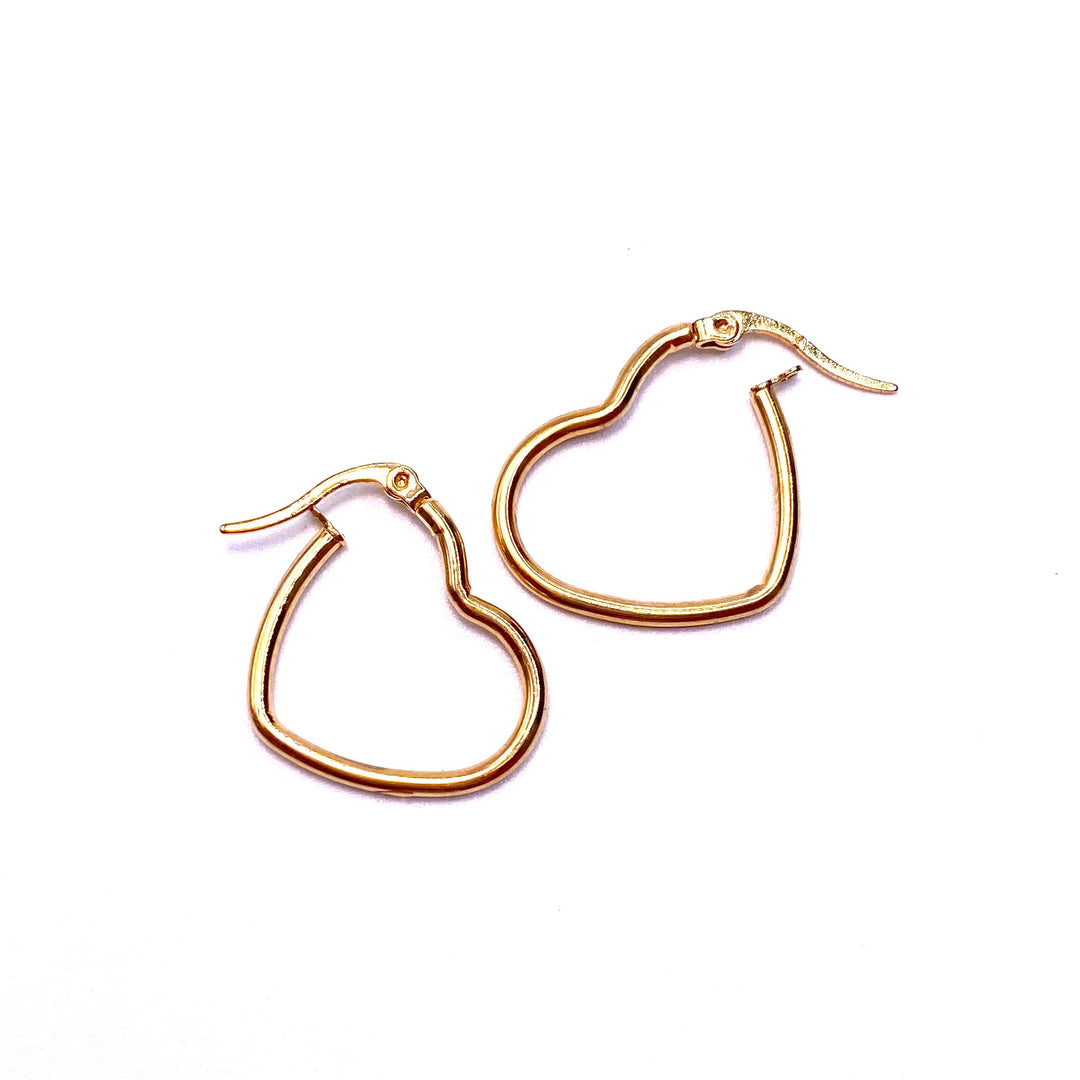 Earring Metal Heart Hoop 1"