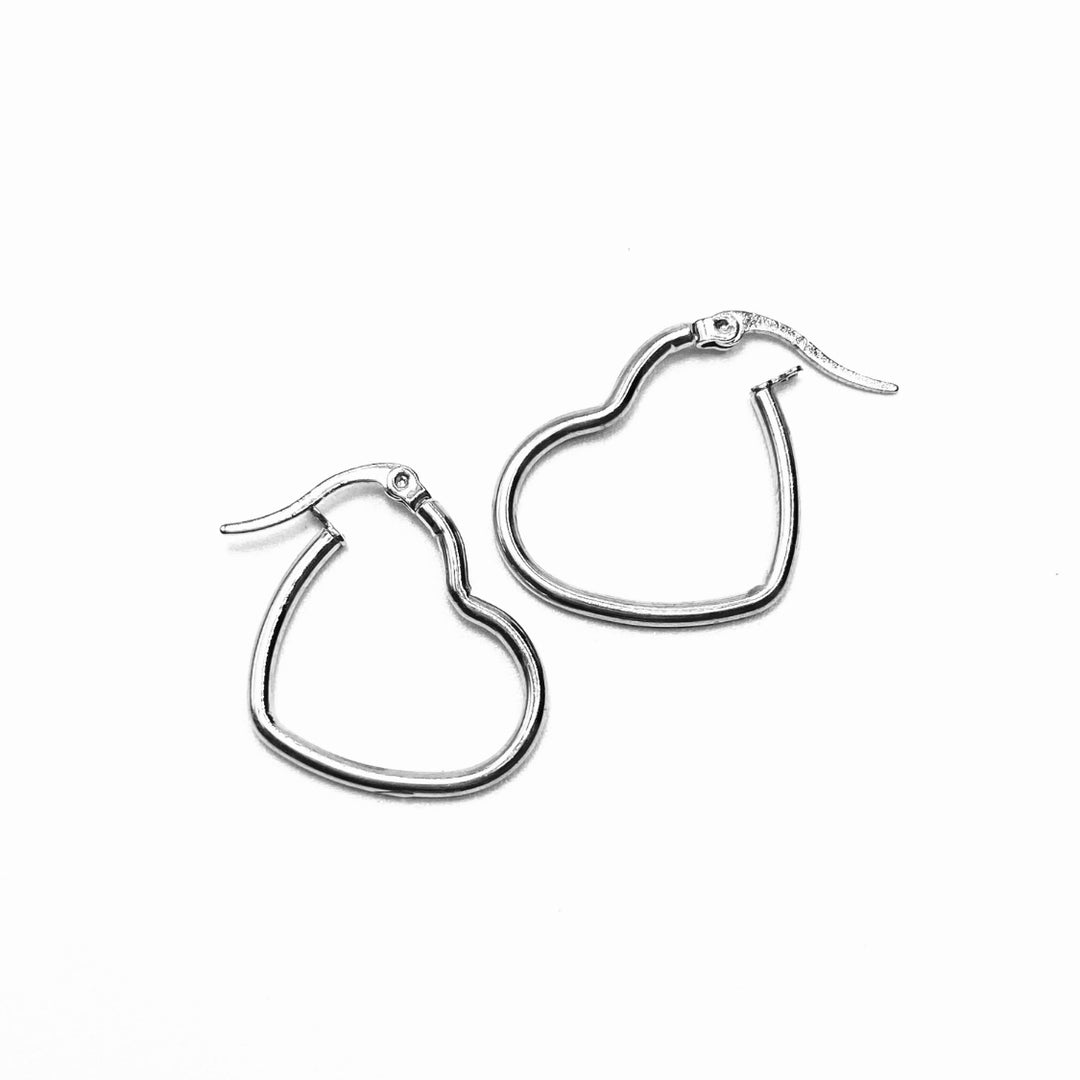 Earring Metal Heart Hoop 1"