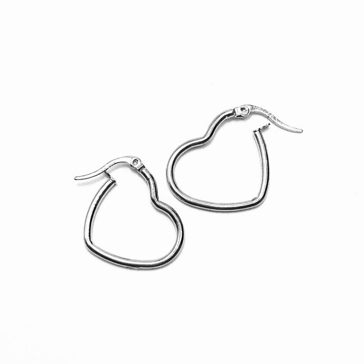 Earring Metal Heart Hoop 1"